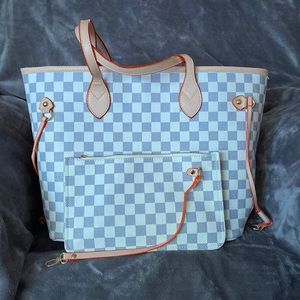LOUIS VUITTON LOOK-A-LIKE TOTE W/ MATCHING MINI CLUTCH/WALLET